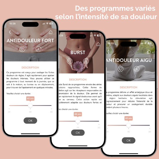 Pinktens, l'application et ses programmes par niveau de douleur